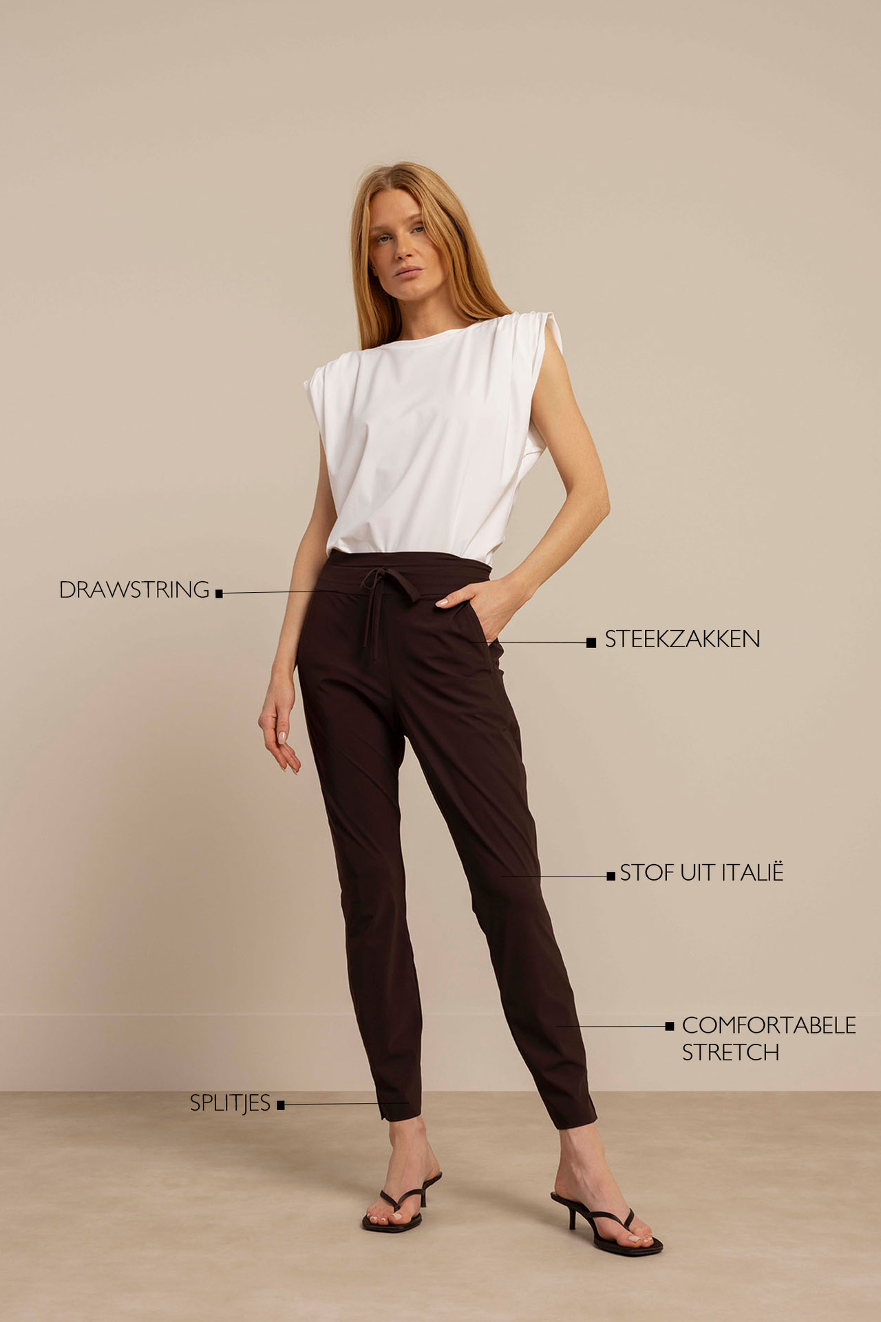 Studio Anneloes Startup Summer Trousers Espresso, espressokleurige damesbroek